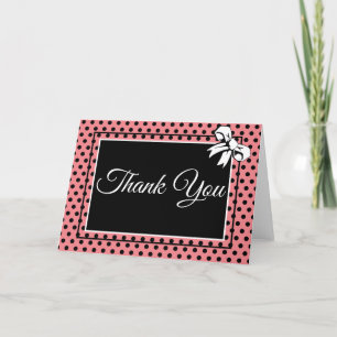 Carte De Remerciements Mariage Vintage Polka Dots Rubans Rose