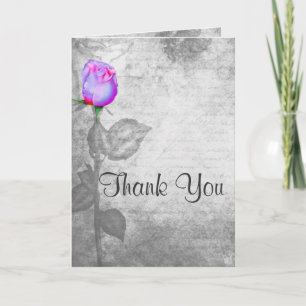 Carte De Remerciements Mariage vintage pourpre Rosebud