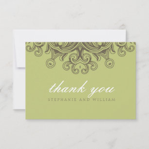Carte de remerciements Mariage vintage Sage vert