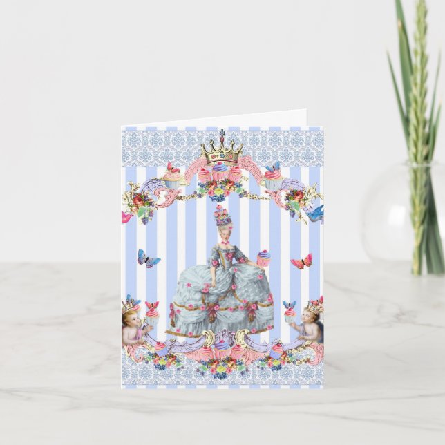 Carte De Remerciements Marie Antoinette, Anges, Cupcakes & Papillons (Devant)