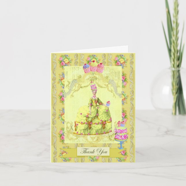 Carte De Remerciements Marie Antoinette Laissez-Les Manger Du Gâteau Fleu (Devant)