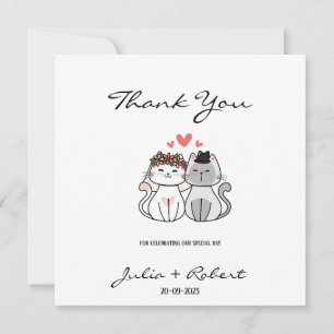 Carte De Remerciements Mariée De Chat Cute Et Mariage De Groom