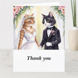 Carte De Remerciements Mariée et salle de chat le jour du mariage