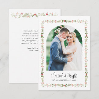 Carte De Remerciements Mariés & Floral Bright Premier Noël