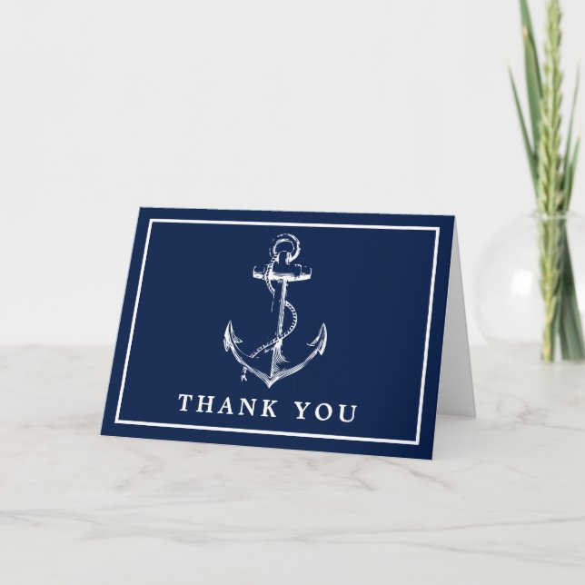 Carte De Remerciements Marine Ancre nautique simple photo (Devant)