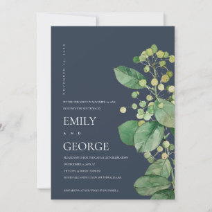 CARTE DE REMERCIEMENTS MARINE BERRY FEAF FOLIAGE NOUS AVONS LIÉ L'INVITAT
