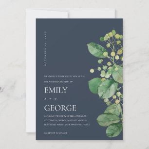 CARTE DE REMERCIEMENTS MARINE BERRY FEUILLE FOLIAGE GREENERGY MARIAGE INV