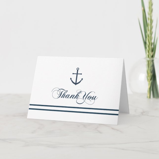 Carte de remerciements marine bleu et blanc (Devant)