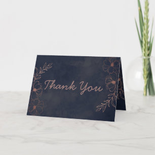 Carte De Remerciements Marine Blue & Rose Gold Foil Photo personnalisée d