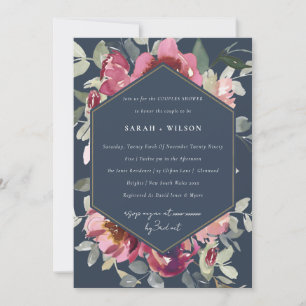 CARTE DE REMERCIEMENTS MARINE BLUSH BURGUNDY ROSE COUPLES DOUCHE INVITATI