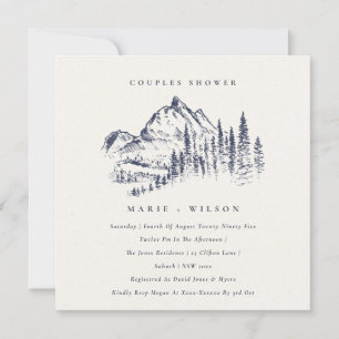 Carte De Remerciements Marine Pine Mountain Sketch Couples Douche Invitat