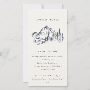 Carte De Remerciements Marine Pine Mountain Sketch Couples Douche Invitat