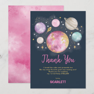 Carte De Remerciements Marine rose Gold Espace extra-atmosphérique Galaxi