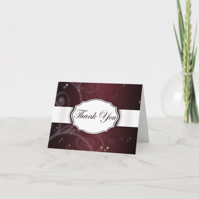 Carte De Remerciements Maroon et Flore blanche (Devant)