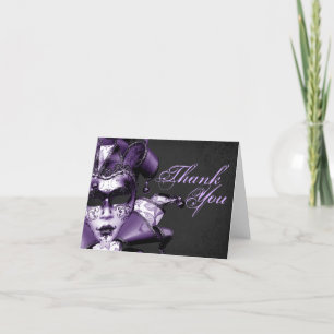Carte De Remerciements Mascarade pourpre de mardi gras