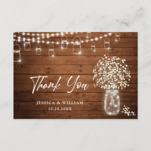 Carte De Remerciements Mason de l'haleine pour bébé Jar Aquarelle rustiqu