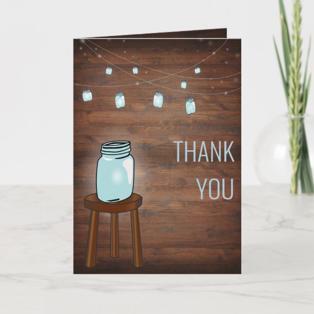 Carte De Remerciements Mason Jar Mariage rustique (Devant)