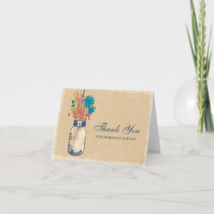 Carte De Remerciements Mason Jar rempli de fleurs sauvages