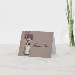 Carte De Remerciements Mason Jar rempli de fleurs sauvages