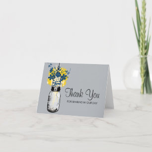 Carte De Remerciements Mason Jar rempli de fleurs sauvages
