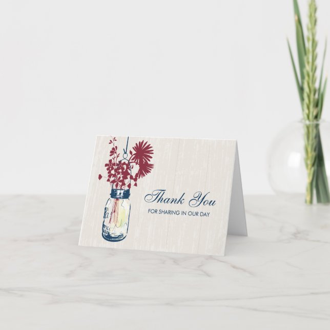 Carte De Remerciements Mason Jar rempli de fleurs sauvages (Devant)