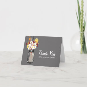 Carte De Remerciements Mason Jar rempli de fleurs sauvages
