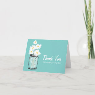 Carte De Remerciements Mason Jar rempli de marguerites blanches