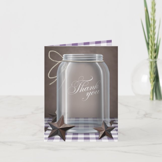 Carte De Remerciements Mason Jar Rustic Stars Purple Remerciements (Devant)