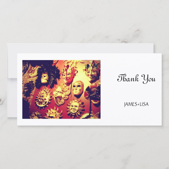 Carte De Remerciements Masques de carnaval de Venise (Devant)
