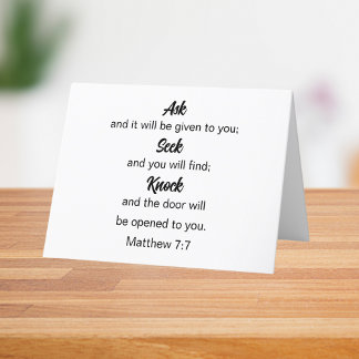 Carte De Remerciements Matthieu 7:7 Poser Chercher Knock Bible Verse