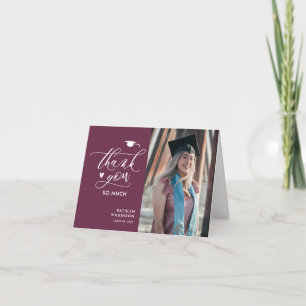 Carte De Remerciements Mauve Purple Script Minimaliste Photo Graduation