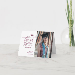 Carte De Remerciements Mauve Purple Script Minimaliste Photo Graduation