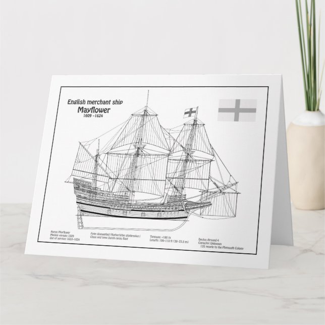 Carte De Remerciements Mayflower - Plan directeur des navires BD (Devant)