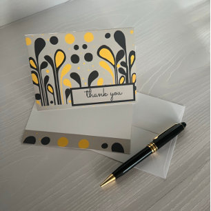 Carte De Remerciements MCM peinture moderne Lollipops & Dots Or Noir