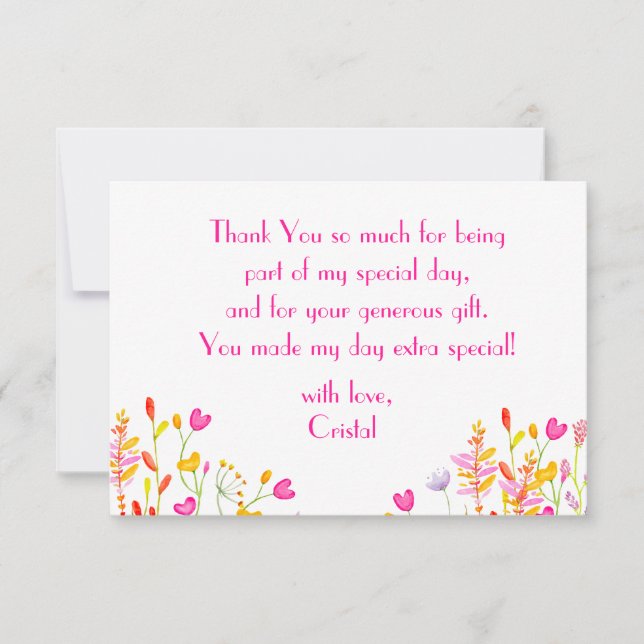 Carte De Remerciements Meadows fleurs néon adultes Anniversaire (Devant)
