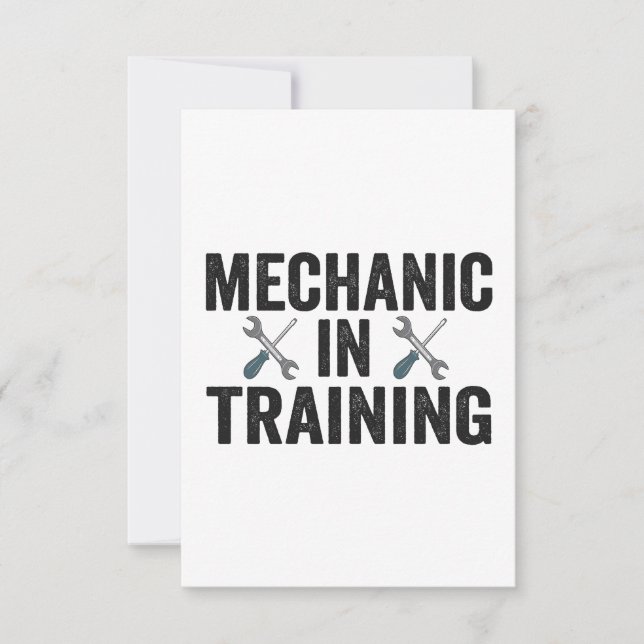 Carte De Remerciements Mécanicien En Formation Auto Réparateur Cadeau (Devant)