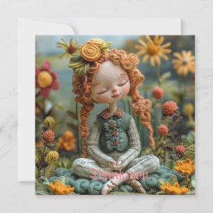 Carte De Remerciements Méditation mignonne fille