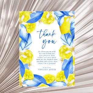 Carte De Remerciements Mediterranean Blue Yellow Citrons Enterrement de V