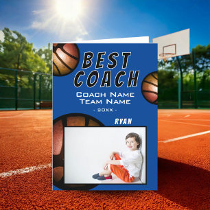 Carte De Remerciements Meilleur Entraîneur Basketball Photo Métallique