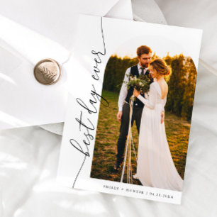 Carte De Remerciements Meilleur Jour Jamais Élégant Script Mariage Photo