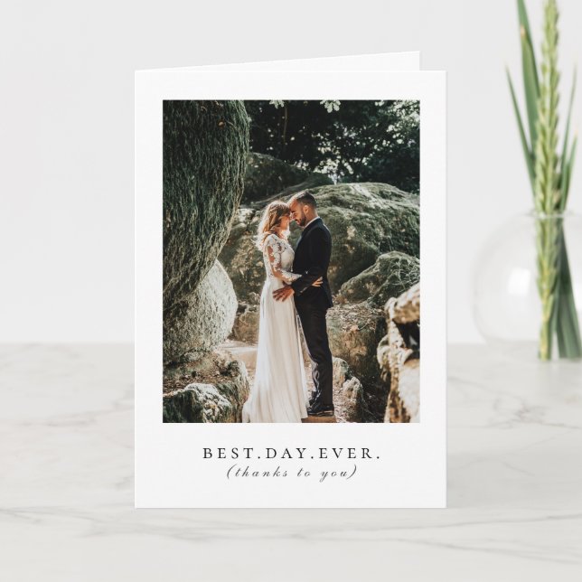 Carte De Remerciements Meilleure journée jamais Tropical Mariage Photo Me (Devant)