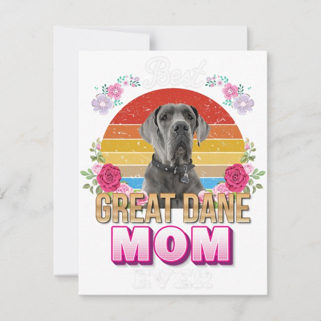 Carte De Remerciements meilleure mère de chien jamais grand dane amant fl (Devant)