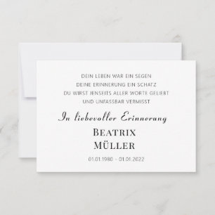 Carte De Remerciements Mémoire Elegant Simple Chic