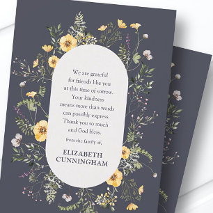 Carte De Remerciements Mémorial aquarelle Folithe et plantes végétales