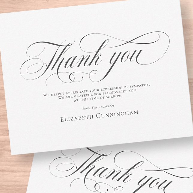 Carte De Remerciements Mémorial classique de calligraphie simple (Créateur téléchargé)