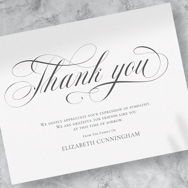 Carte De Remerciements Mémorial de calligraphie classique simple (Créateur téléchargé)