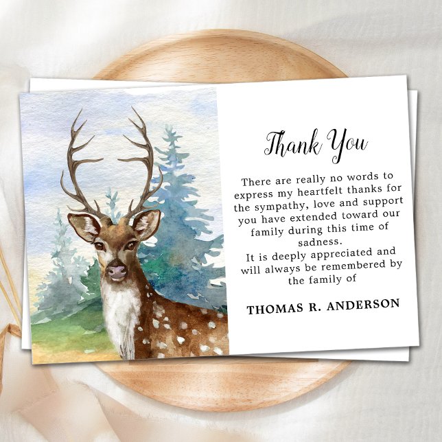 Carte De Remerciements Memorial Deer Woodland Sympathy Funérailles (Créateur téléchargé)