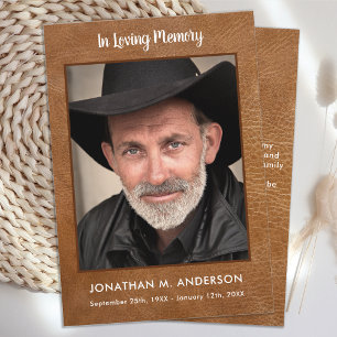 Carte De Remerciements Mémorial en mémoire d'amour en cuir Photo Funérail