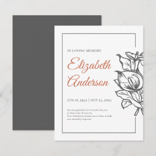 Carte De Remerciements Mémorial en mémoire d'amour Moderne Foliage Botani