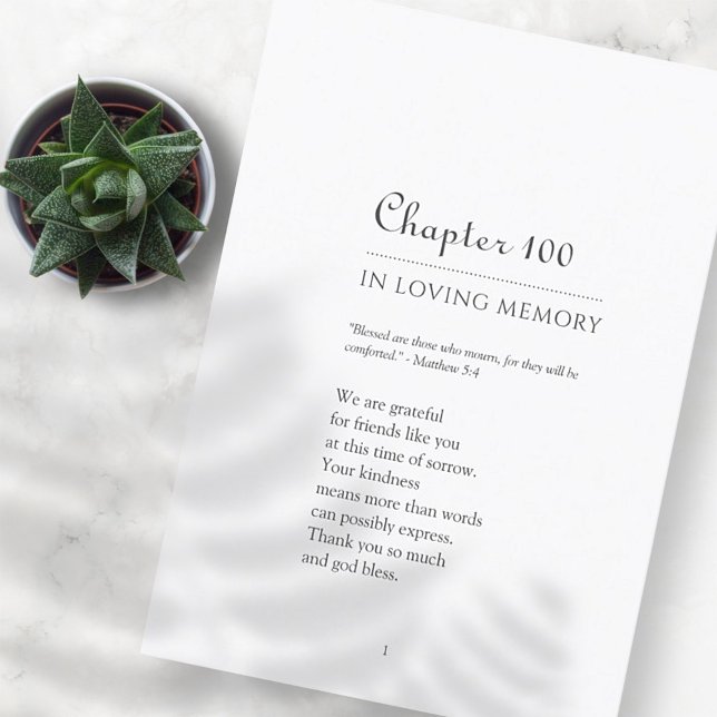 Carte De Remerciements Mémorial en mémoire d'amour thème du livre chapitr (Créateur téléchargé)